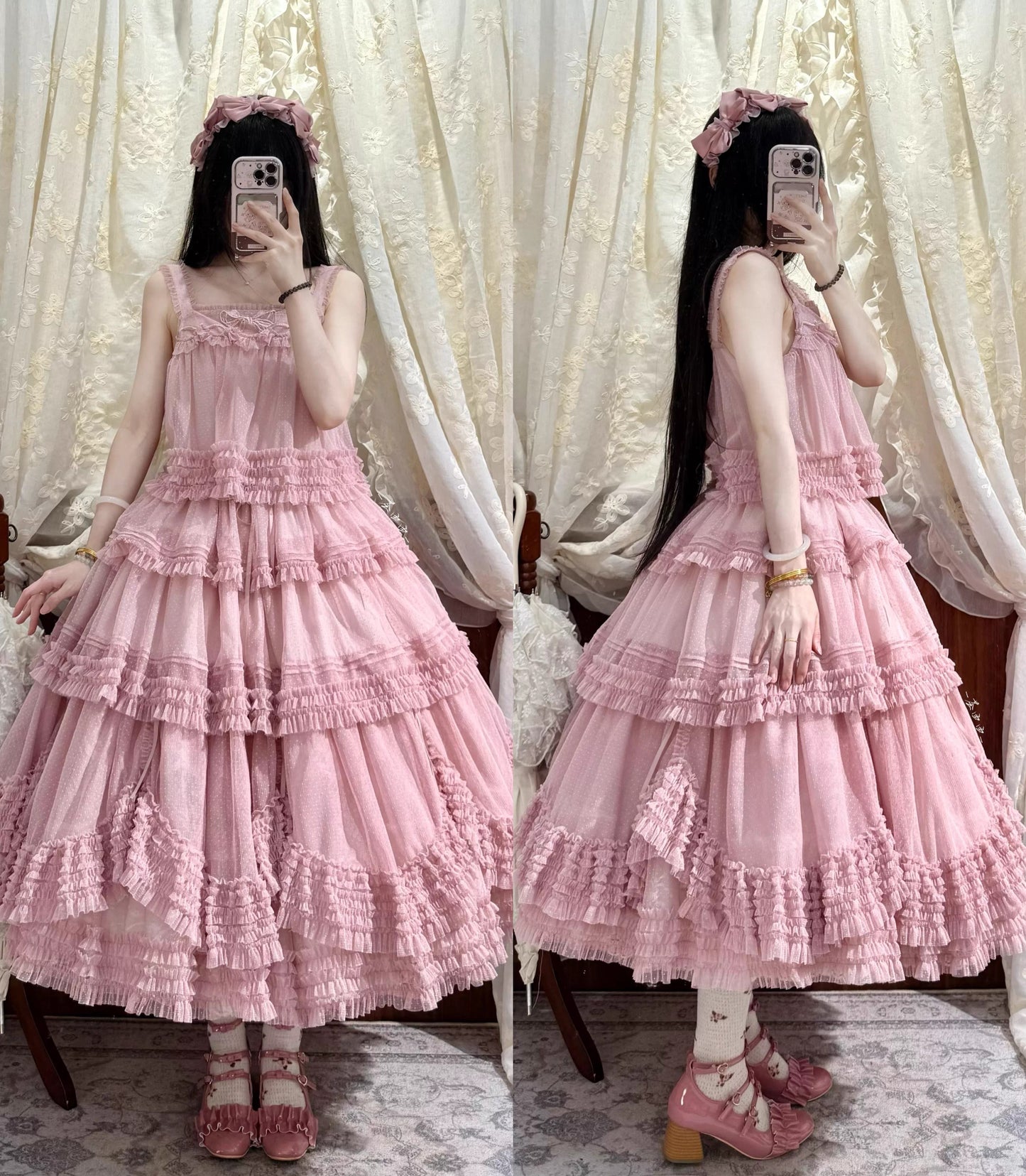 Gepunktetes Tüll-Stufenkleid (110 cm) [Nan'i Western Clothing]