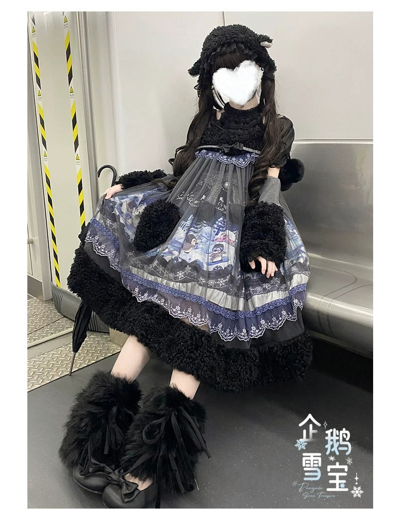 【受注予約~10/12】Penguin Snow Baby ジャンパースカート・インナートップス【Lineball Cat】