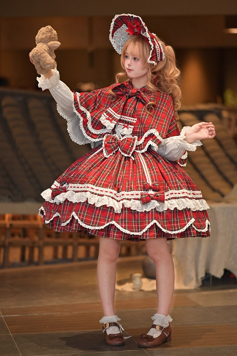 【受注予約~10/16】Ancient Petal Cake ワンピース・ジャンパースカート(チェックver.）【Miss Point】