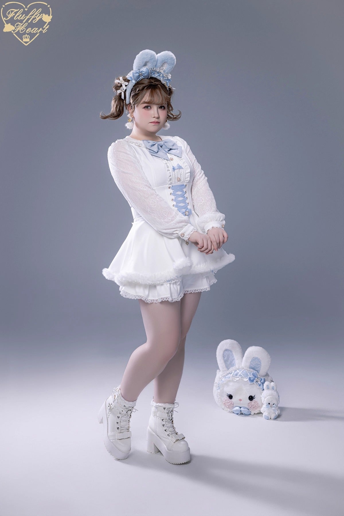 ふわふわファーセットアップ【Fluffy Heart×momo】