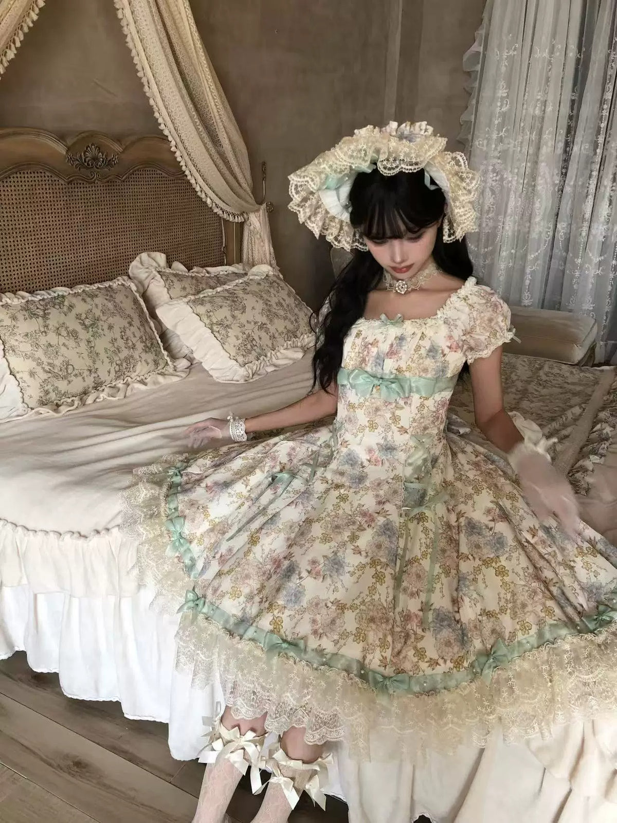 【受注予約~10/6】月下香 ワンピース【sara bell】