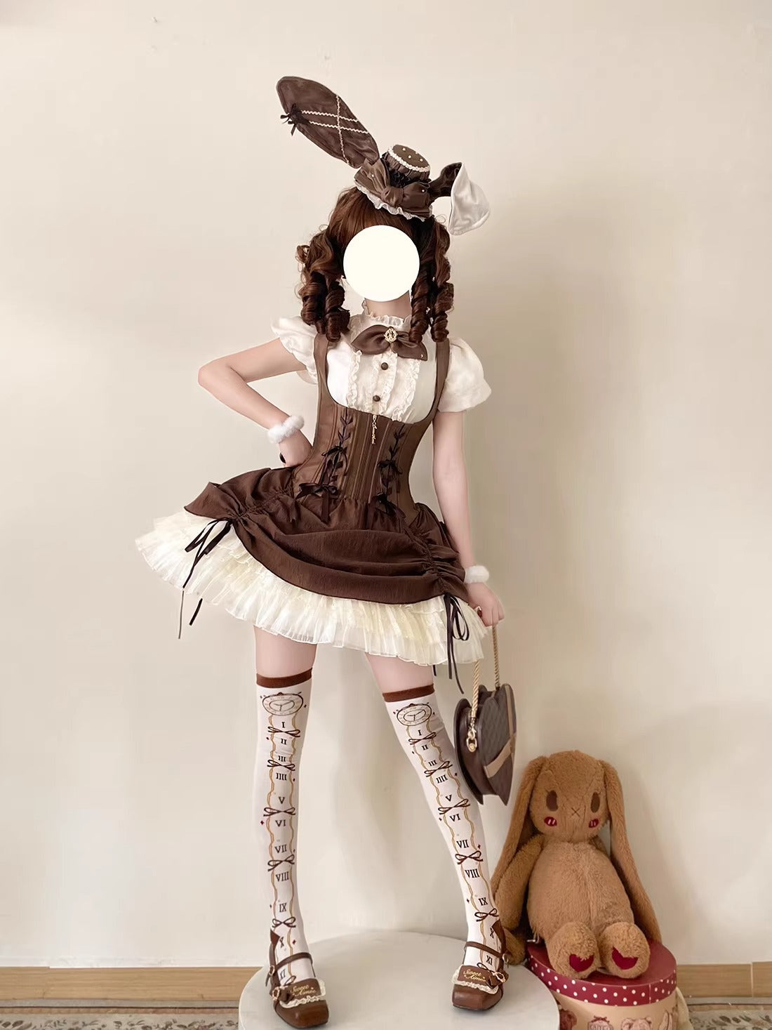 【受注予約~3/8】バニーメイド フルセット(立ち襟タイプ)【Caramel Antique】