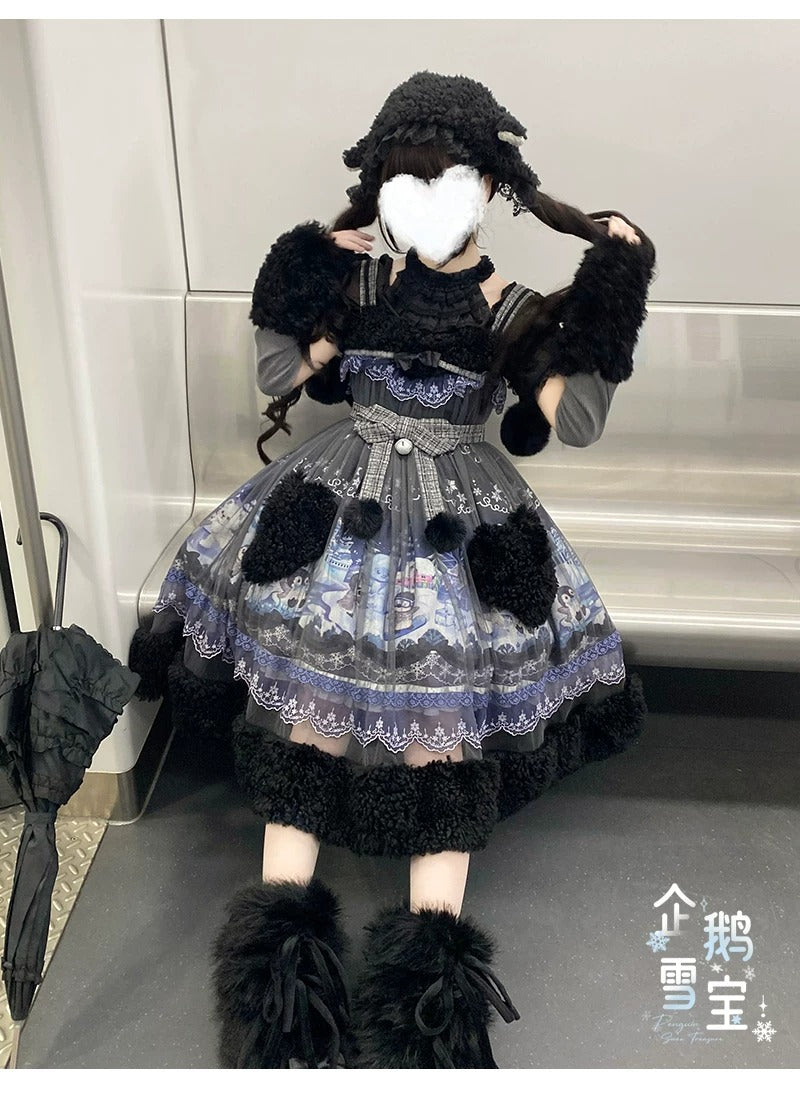 【受注予約~10/12】Penguin Snow Baby ジャンパースカート・インナートップス【Lineball Cat】