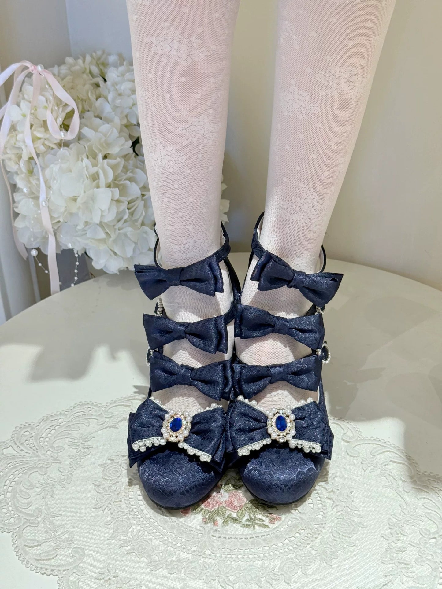 【受注予約~9/28】Rococo Night リボンストラップシューズ【Pure Tea】