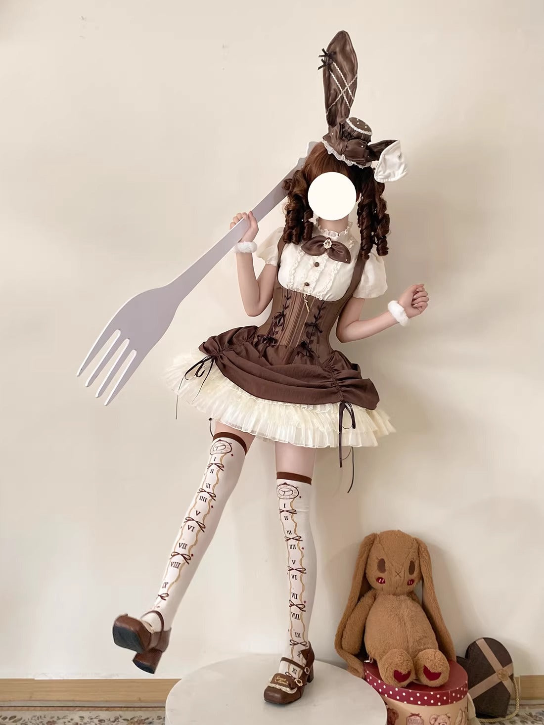 【受注予約~3/8】バニーメイド フルセット(立ち襟タイプ)【Caramel Antique】
