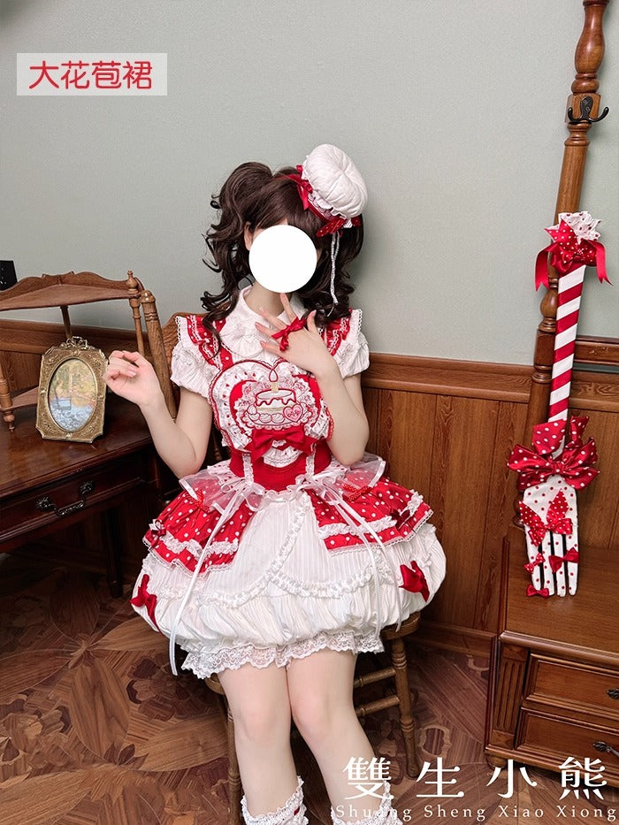 【受注予約~9/25】Eat Cake ジャンパースカート【双生小熊】