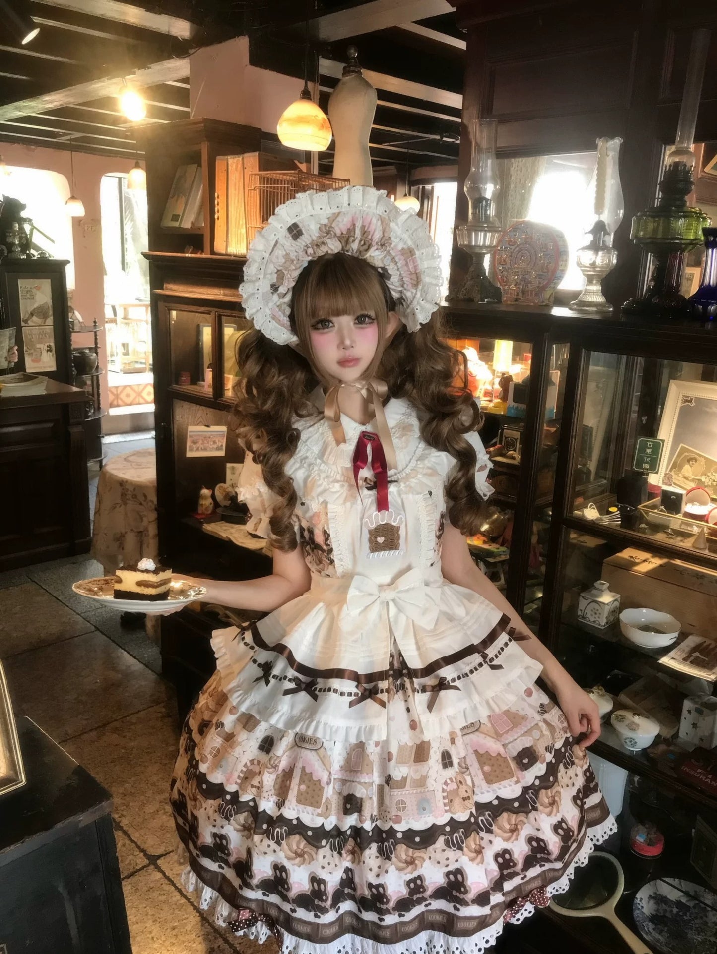 【受注予約~5/18】Bunny Gingerbread House エプロン付きワンピース【babyblue】