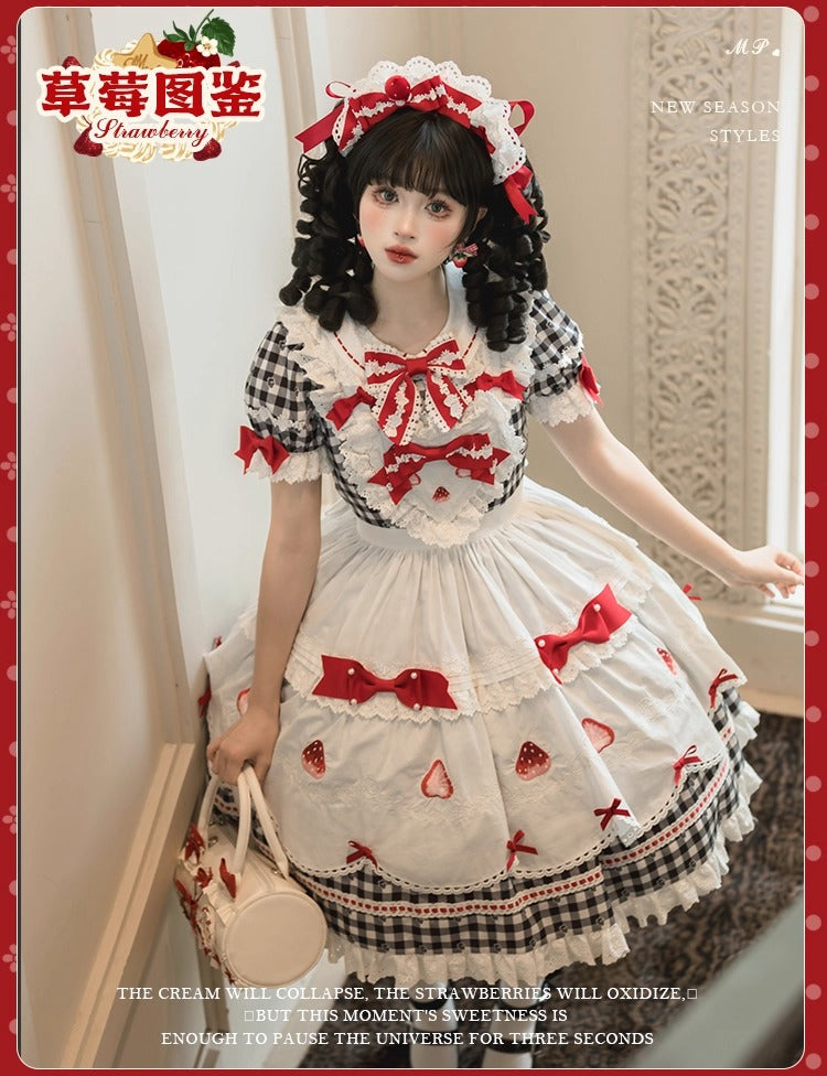 【受注予約~11/18】Strawberry Cake Illustration ギンガムワンピース・ジャンパースカート【花与珍珠匣】