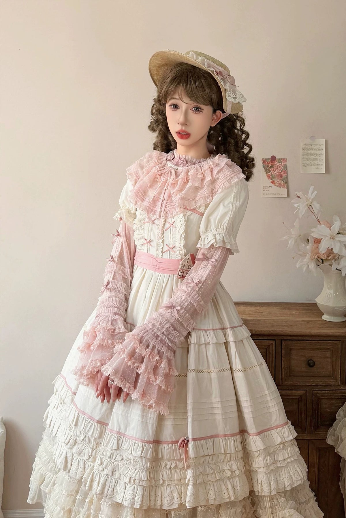 ドットチュール姫袖トップス【ThinkFly】