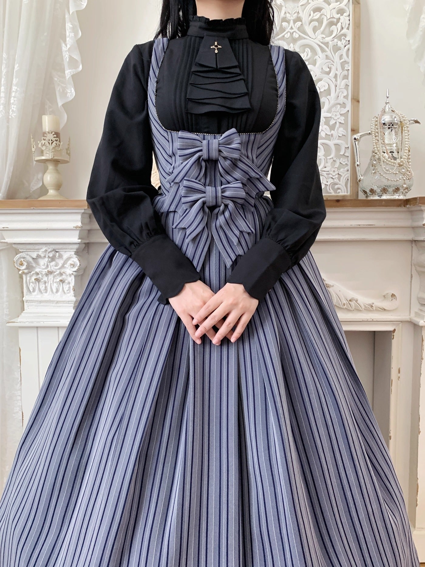 【受注予約~10/28】Bright Moon ジャンパースカート(ストライプ・タイプ2)【Little Dipper】