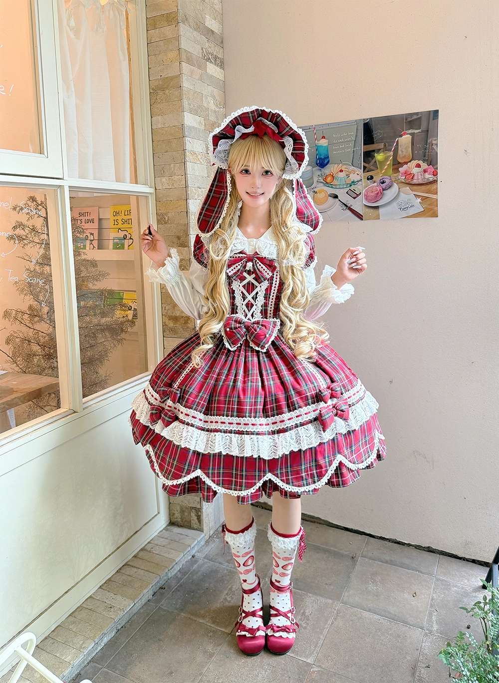 【受注予約~10/16】Ancient Petal Cake ワンピース・ジャンパースカート(チェックver.）【Miss Point】