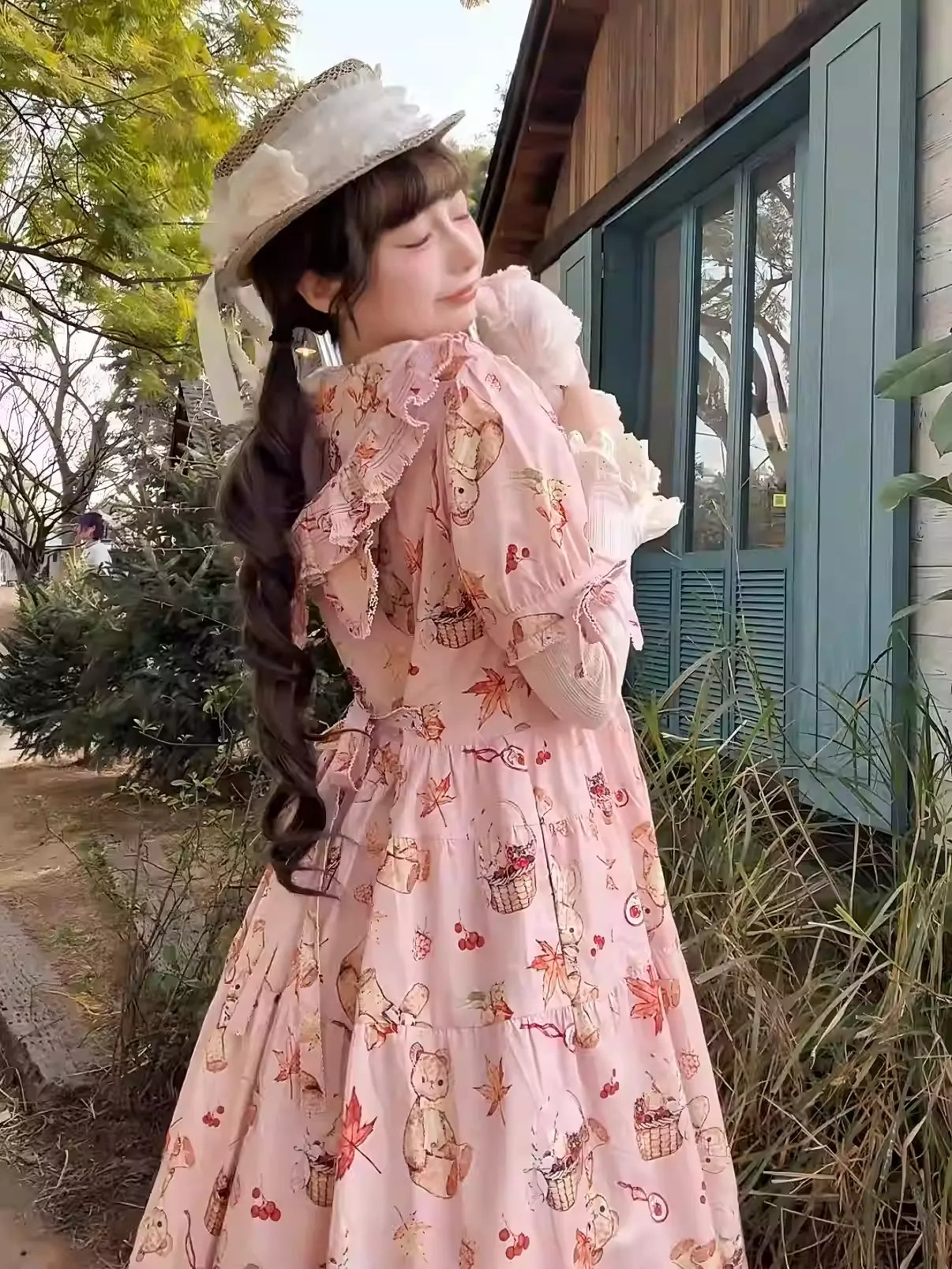 【受注予約~3/30】Autumn Rabbit and Bear SP ワンピース【Spring Flower Language】