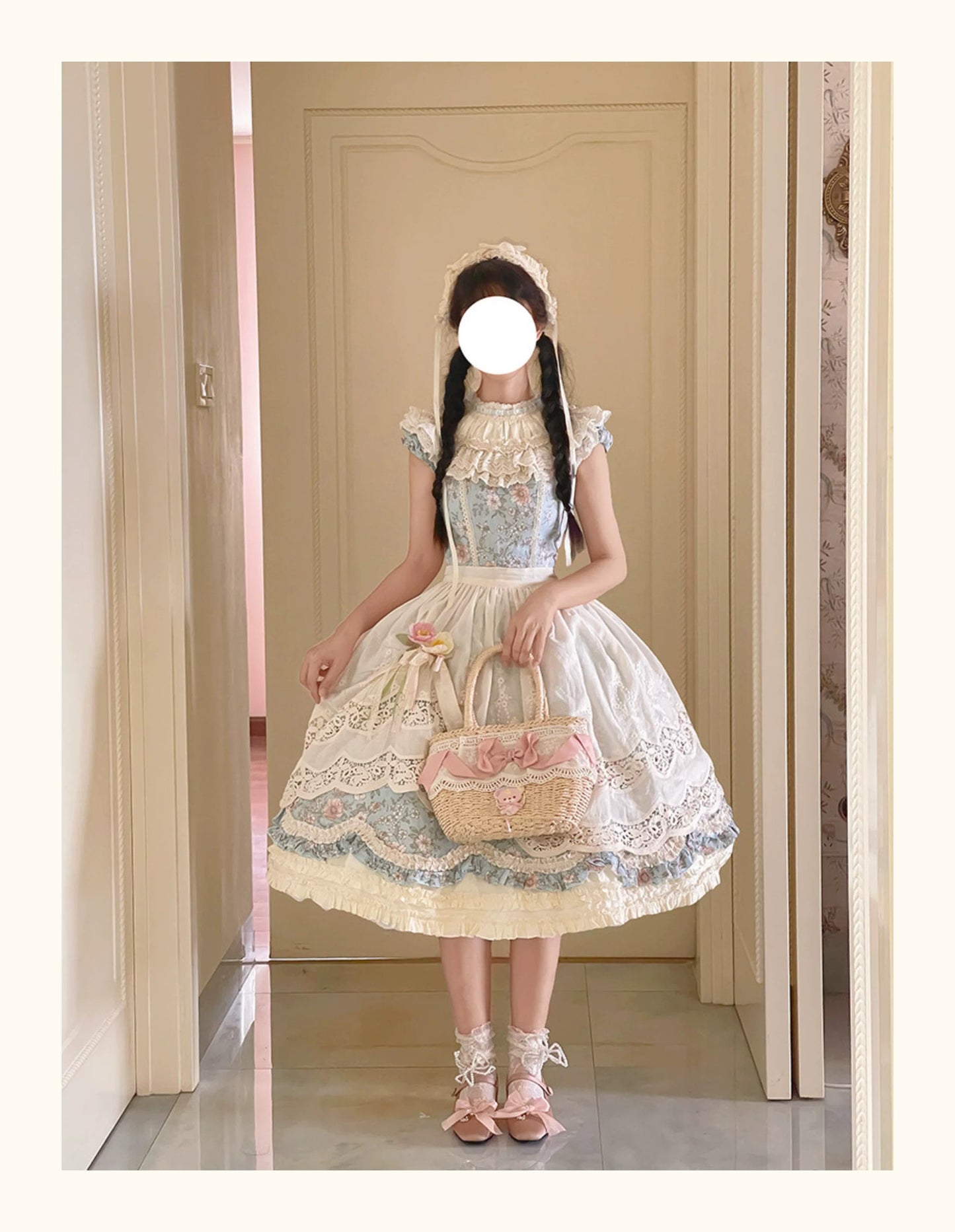 【受注予約~7/20】Romantic Flowers ワンピース(タイプ1)　【白月】