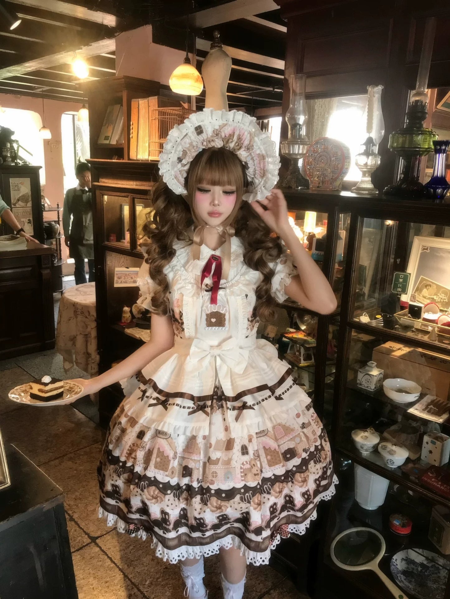 【受注予約~5/18】Bunny Gingerbread House エプロン付きワンピース【babyblue】