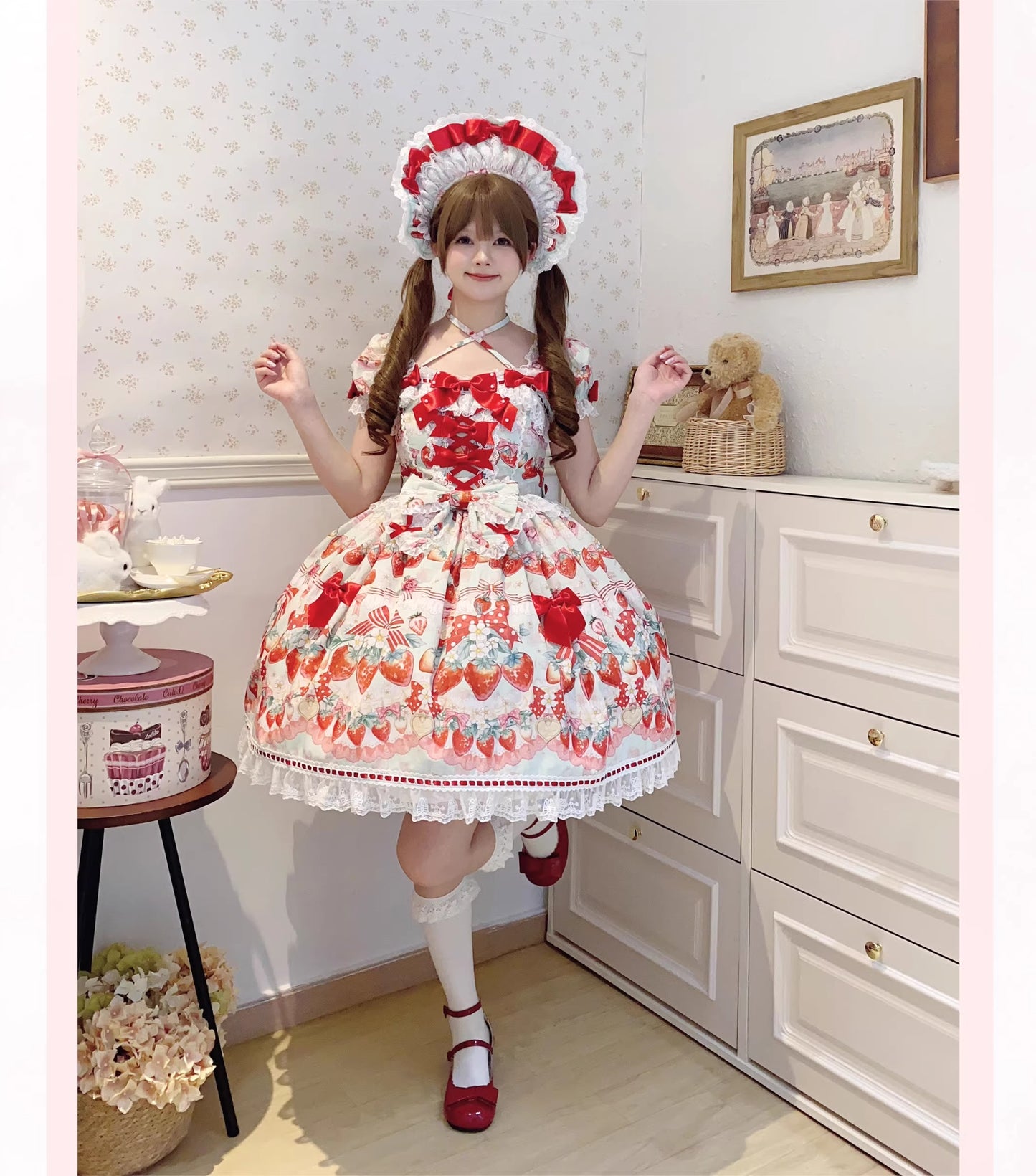 【受注予約~3/30】イチゴと花束 フルセット【Antique Doll】