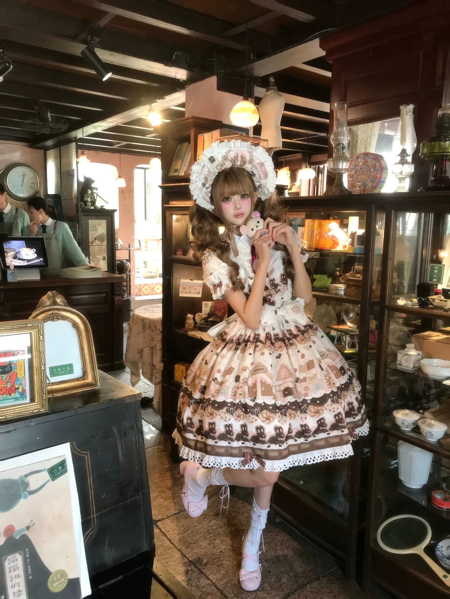 【受注予約~5/18】Bunny Gingerbread House エプロン付きワンピース【babyblue】