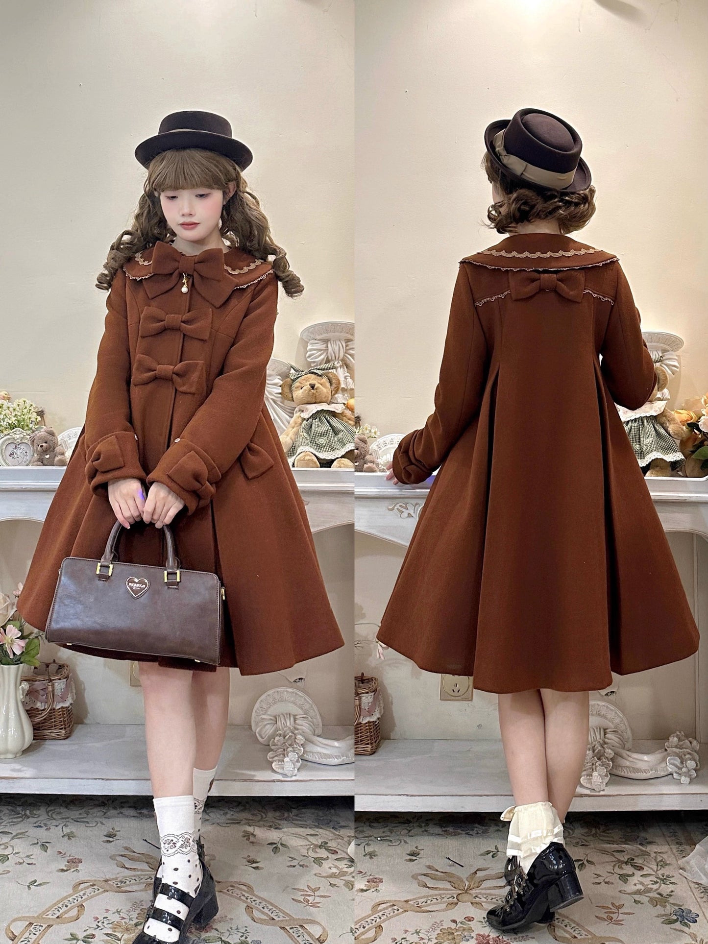 Aラインファーつきコート【Unideer】