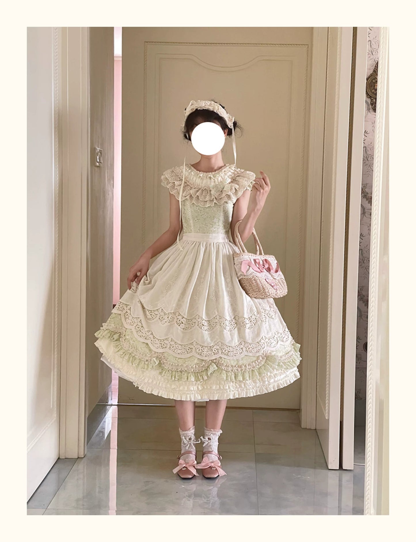 【受注予約~7/20】Romantic Flowers ワンピース(タイプ1)　【白月】