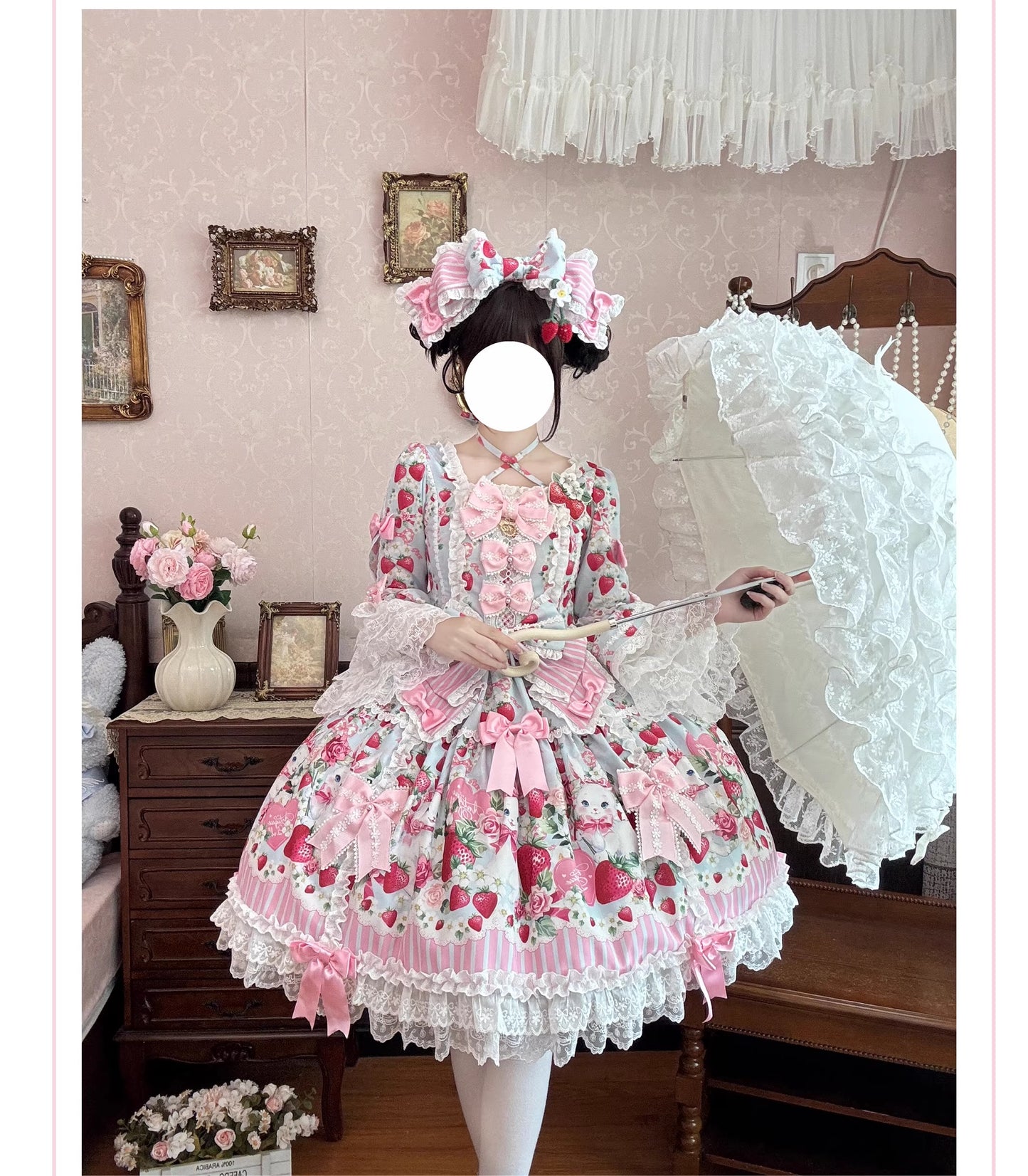 【受注予約~4/29】Strawberry Rabbit 姫袖ワンピース・フルセット【Antique Doll】