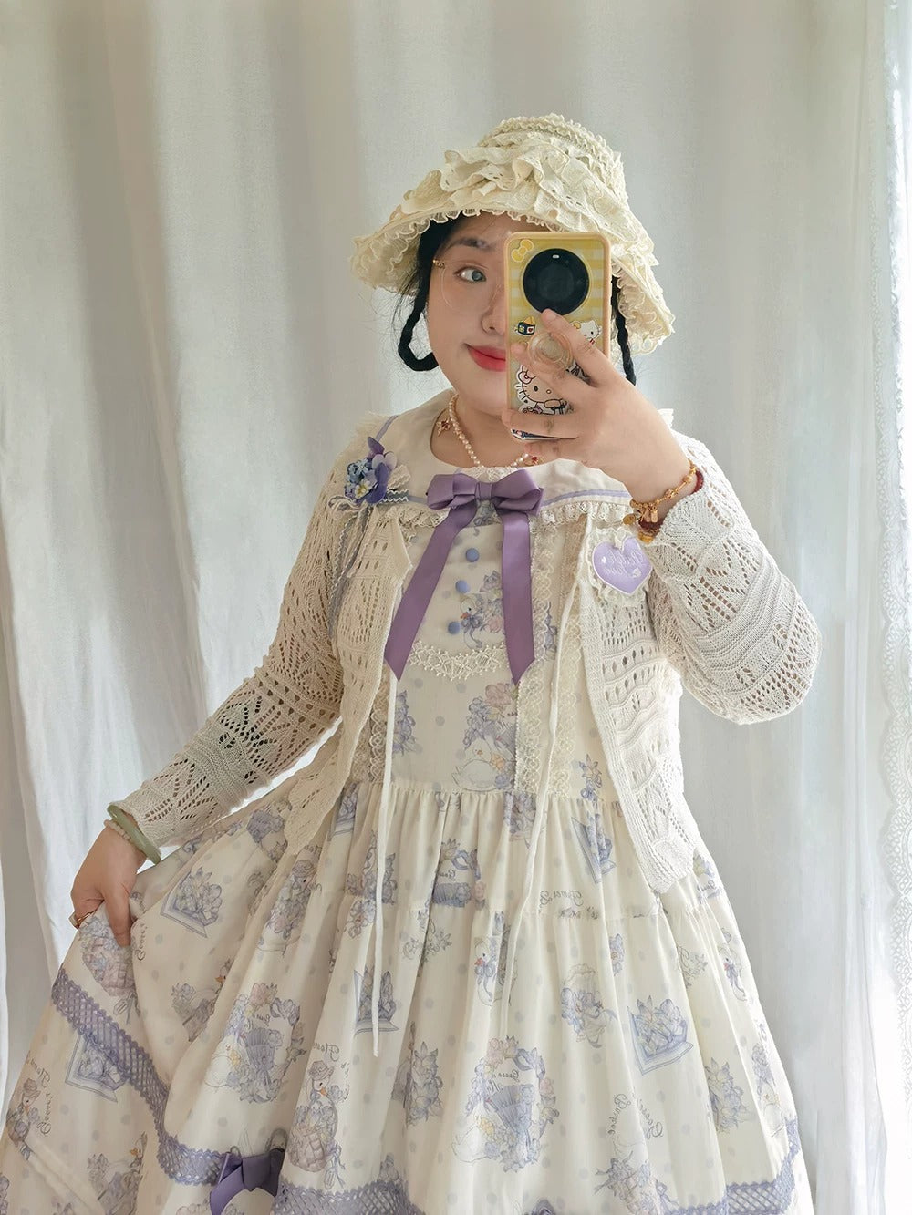 【受注予約~7/23】Little White Goose with Flowers ジャンパースカート【Miss Cube】