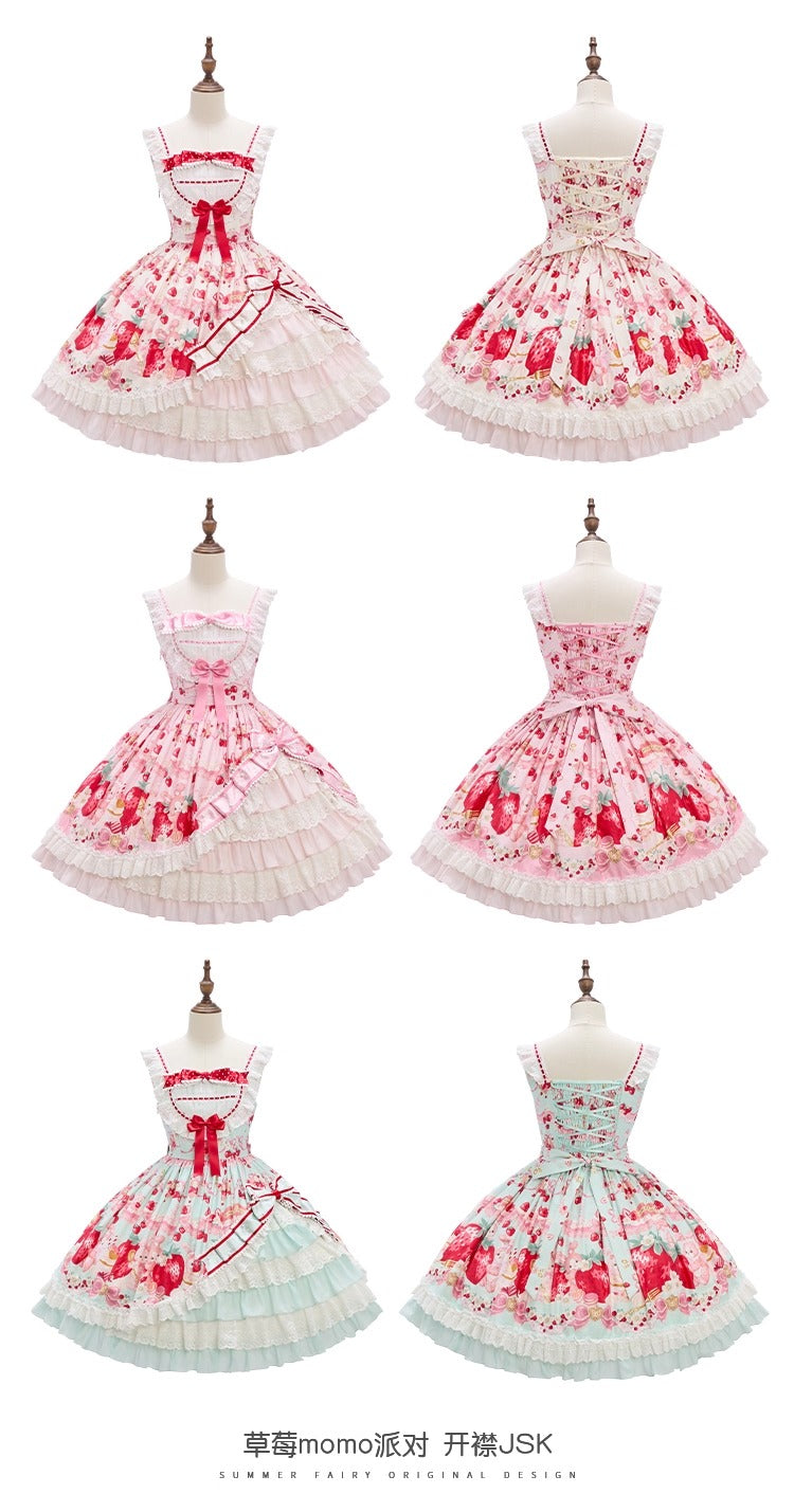 【受注予約~8/28】Strawberry momo Party ジャンパースカート【仲夏物語】