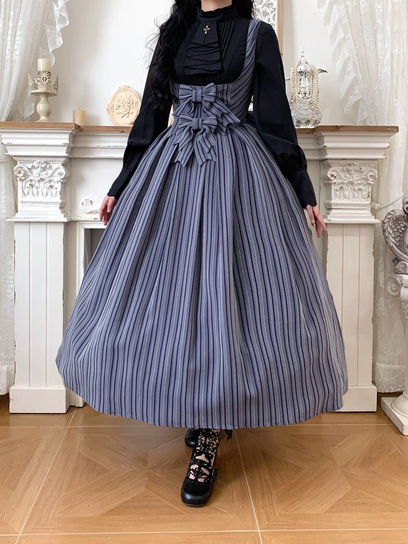 【受注予約~10/28】Bright Moon ジャンパースカート(ストライプ・タイプ1)【Little Dipper】