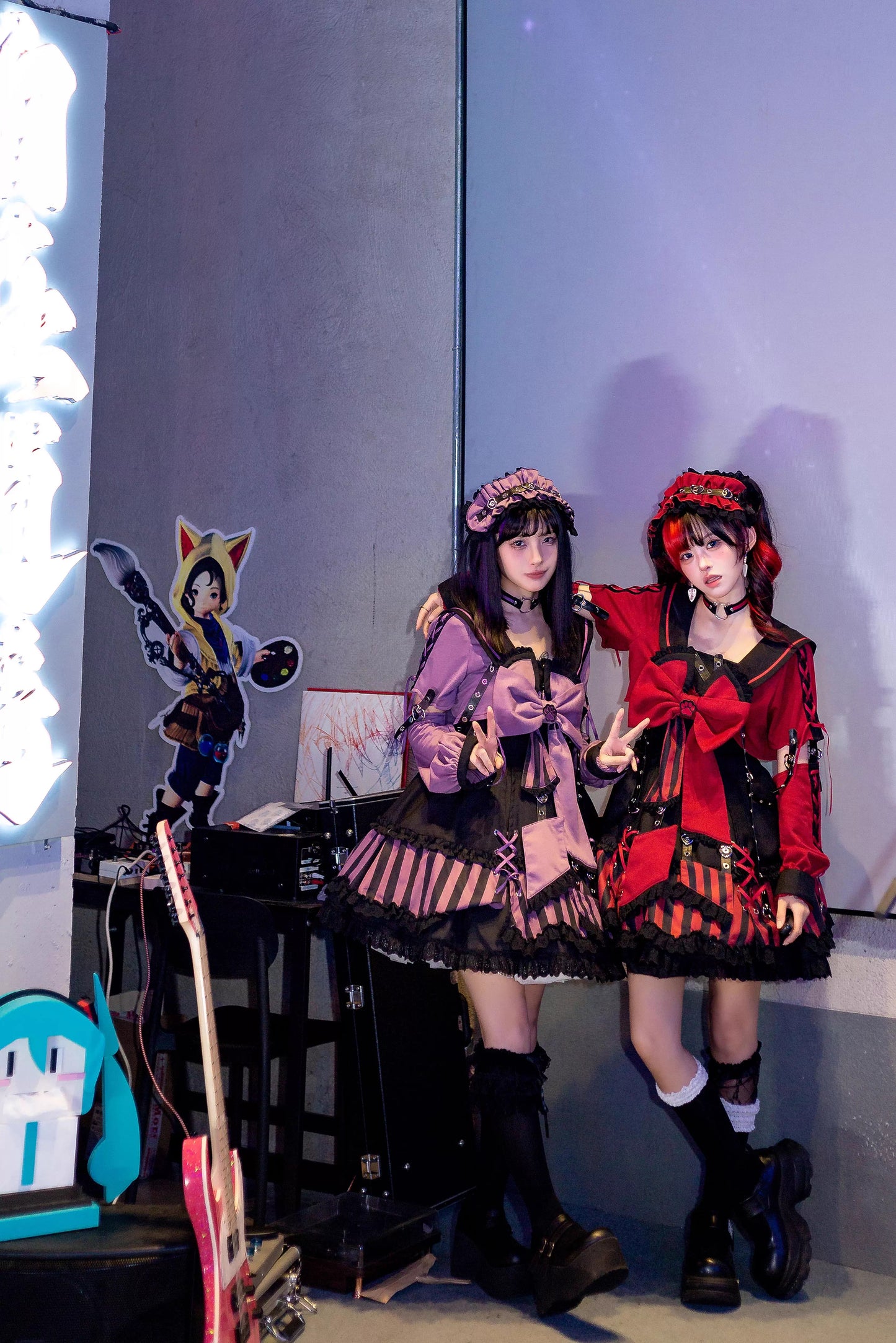 【受注予約~10/6】水色キャット フルセット(レッド・パープル)【Sakura】