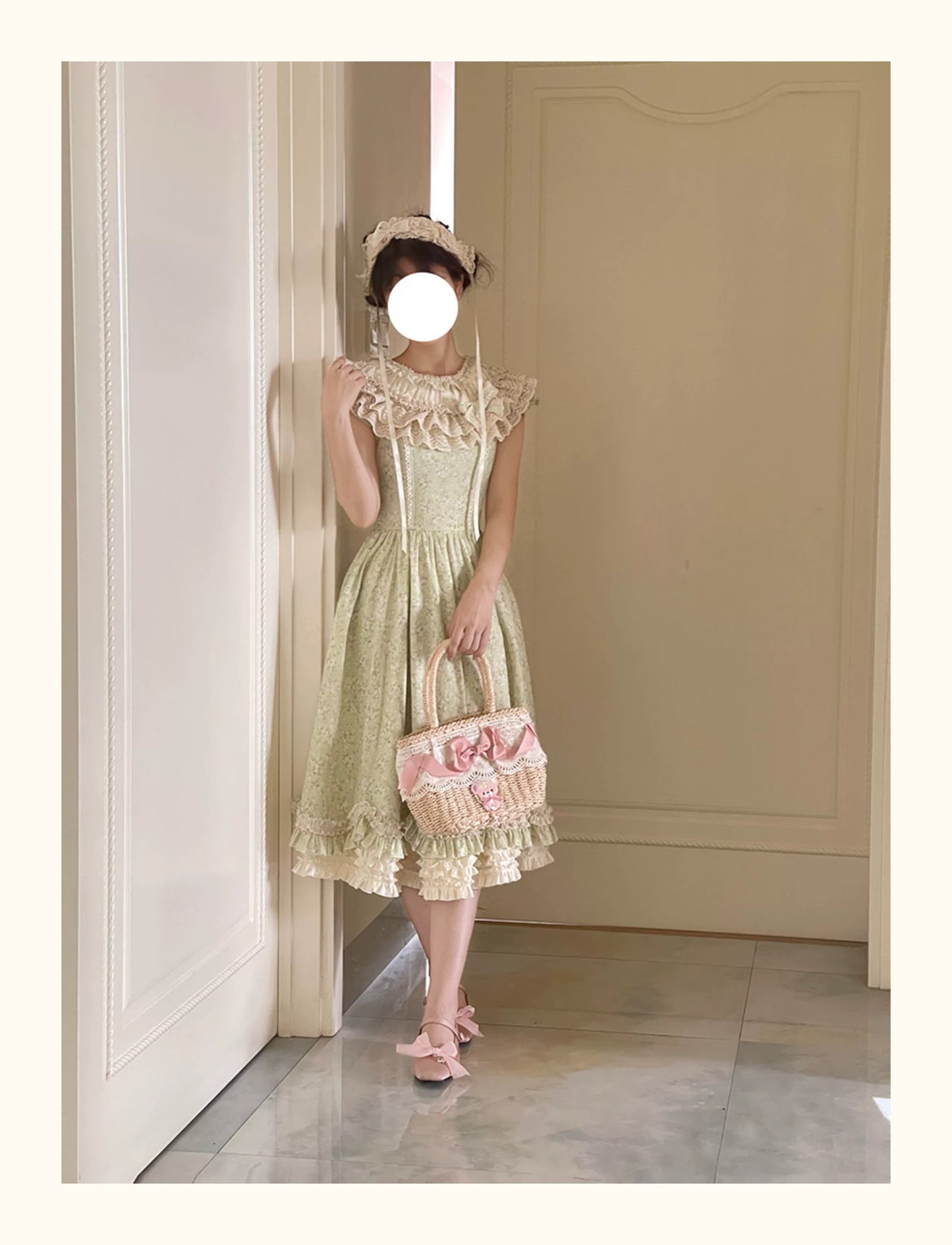 【受注予約~7/20】Romantic Flowers ワンピース(タイプ1)　【白月】