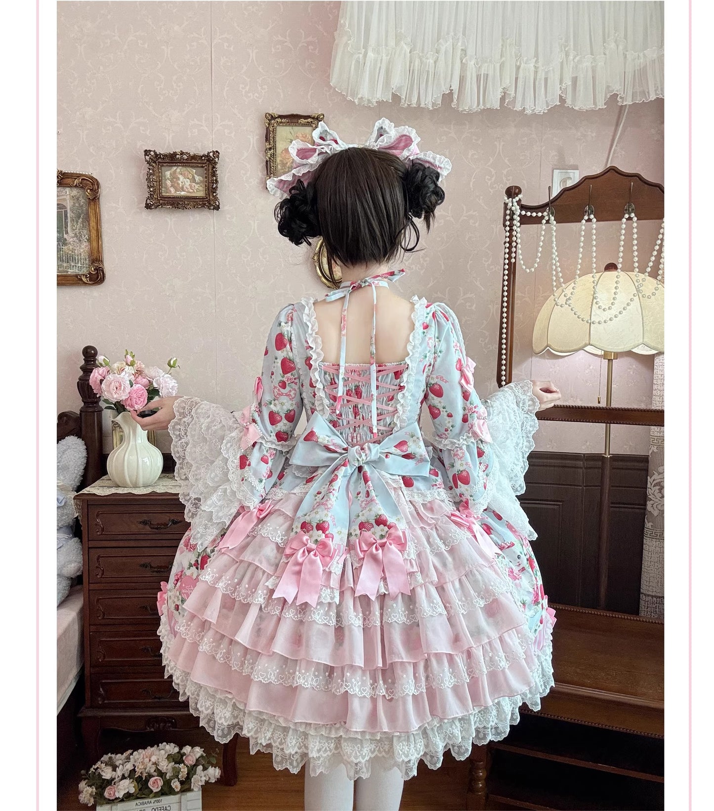 【受注予約~4/29】Strawberry Rabbit 姫袖ワンピース・フルセット【Antique Doll】
