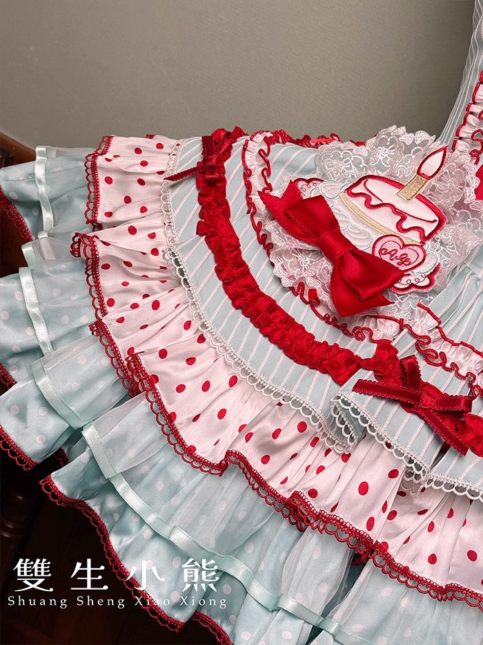 【受注予約~9/25】Eat Cake ジャンパースカート【双生小熊】