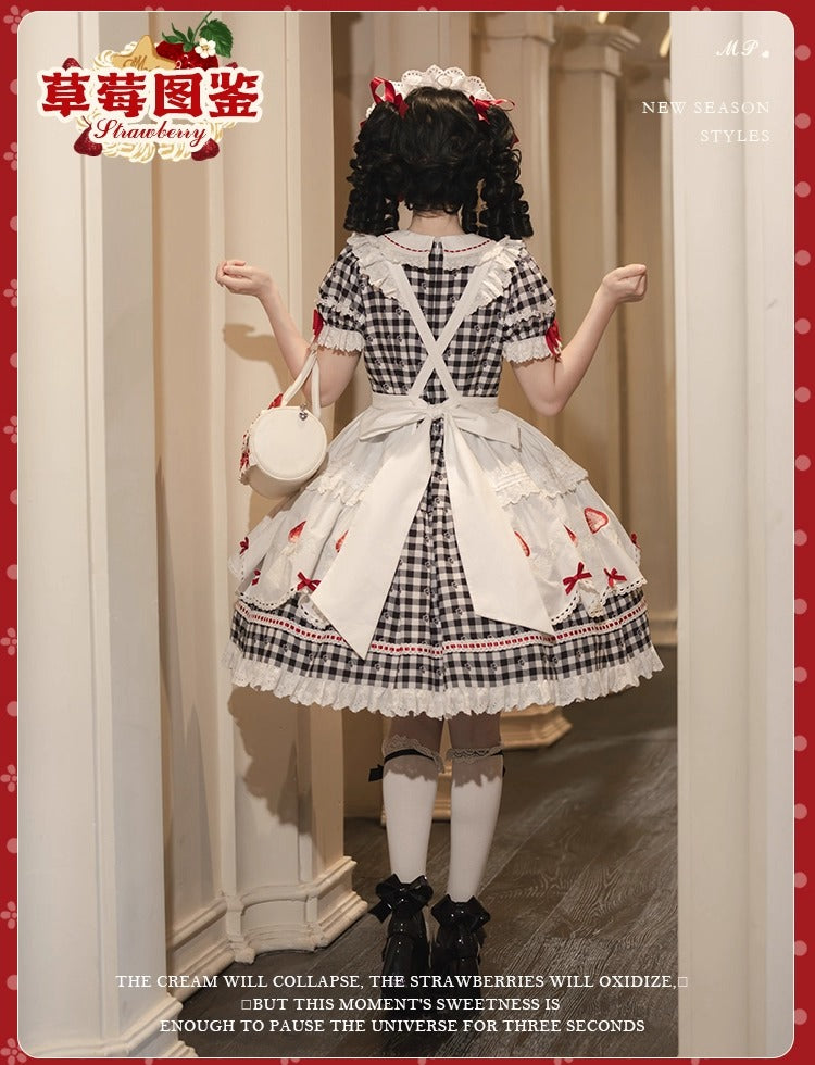 【受注予約~11/18】Strawberry Cake Illustration ギンガムワンピース・ジャンパースカート【花与珍珠匣】