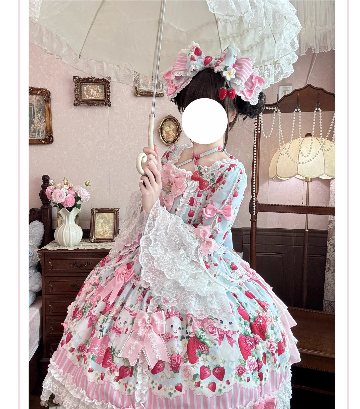 【受注予約~4/29】Strawberry Rabbit 姫袖ワンピース・フルセット【Antique Doll】