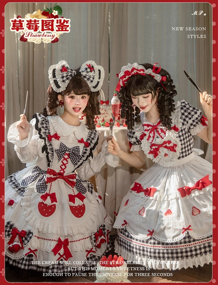 【受注予約~11/18】Strawberry Cake Illustration ギンガムワンピース・ジャンパースカート【花与珍珠匣】