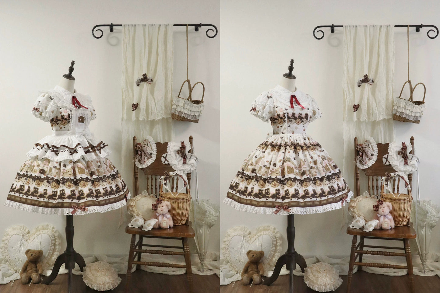 【受注予約~5/18】Bunny Gingerbread House エプロン付きワンピース【babyblue】