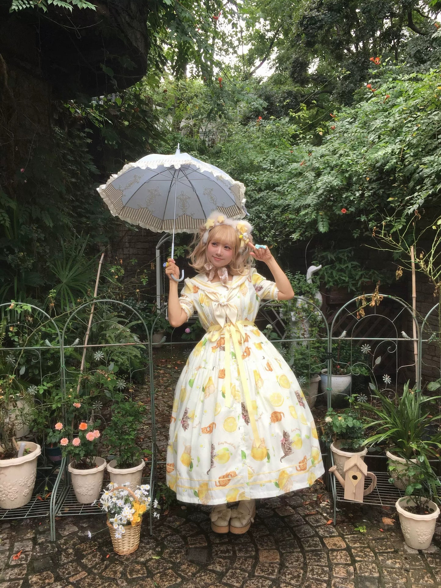 【受注予約~9/10】Lemon Kitty Dream ワンピース・ジャンパースカート【Cutey Mask】