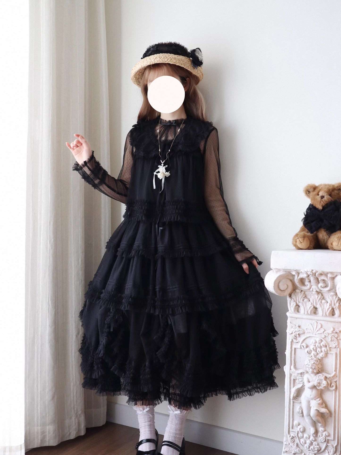 Gepunktetes Tüll-Stufenkleid (110 cm) [Nan'i Western Clothing]