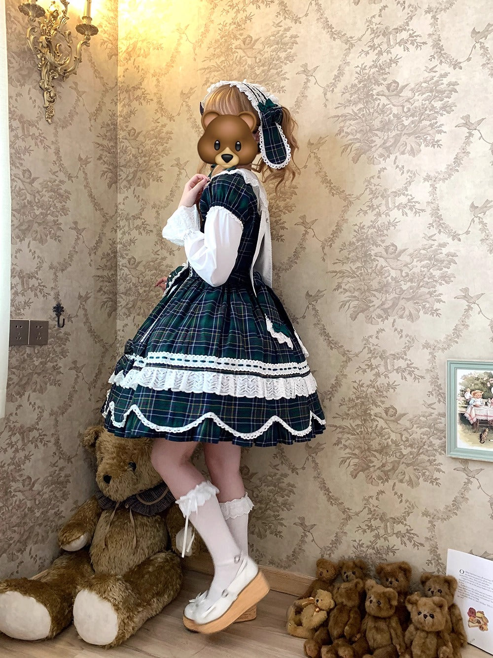 【受注予約~10/16】Ancient Petal Cake ワンピース・ジャンパースカート(チェックver.）【Miss Point】