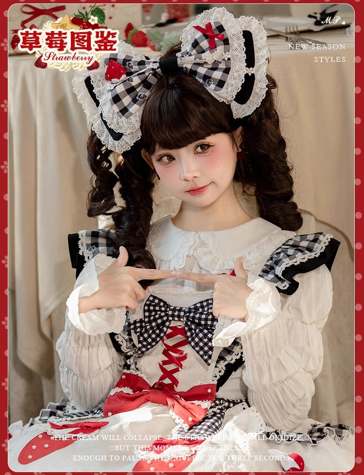【受注予約~11/18】Strawberry Cake Illustration ギンガムワンピース・ジャンパースカート【花与珍珠匣】