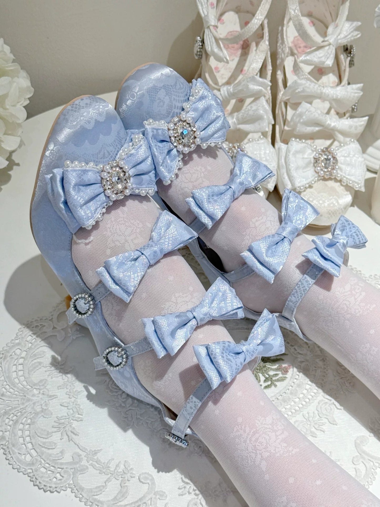 【受注予約~9/28】Rococo Night リボンストラップシューズ【Pure Tea】