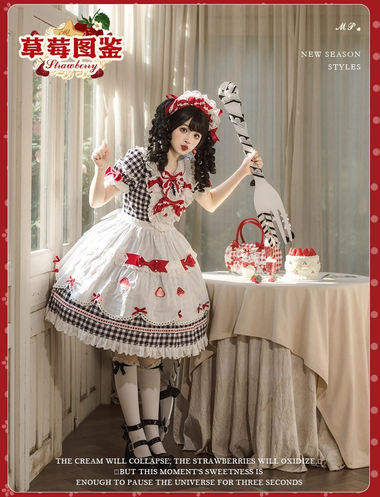 【受注予約~11/18】Strawberry Cake Illustration ギンガムワンピース・ジャンパースカート【花与珍珠匣】