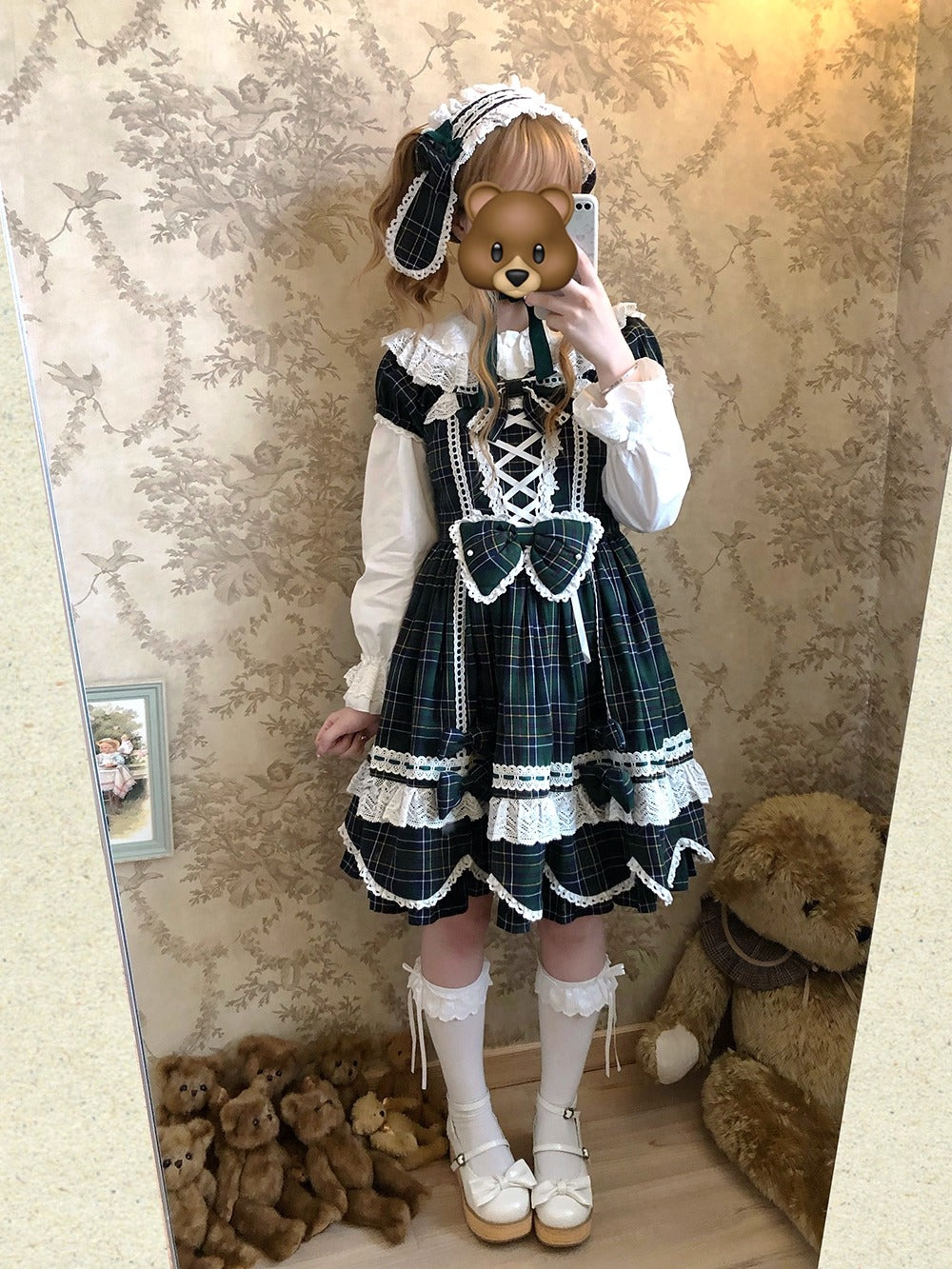 【受注予約~10/16】Ancient Petal Cake ワンピース・ジャンパースカート(チェックver.）【Miss Point】