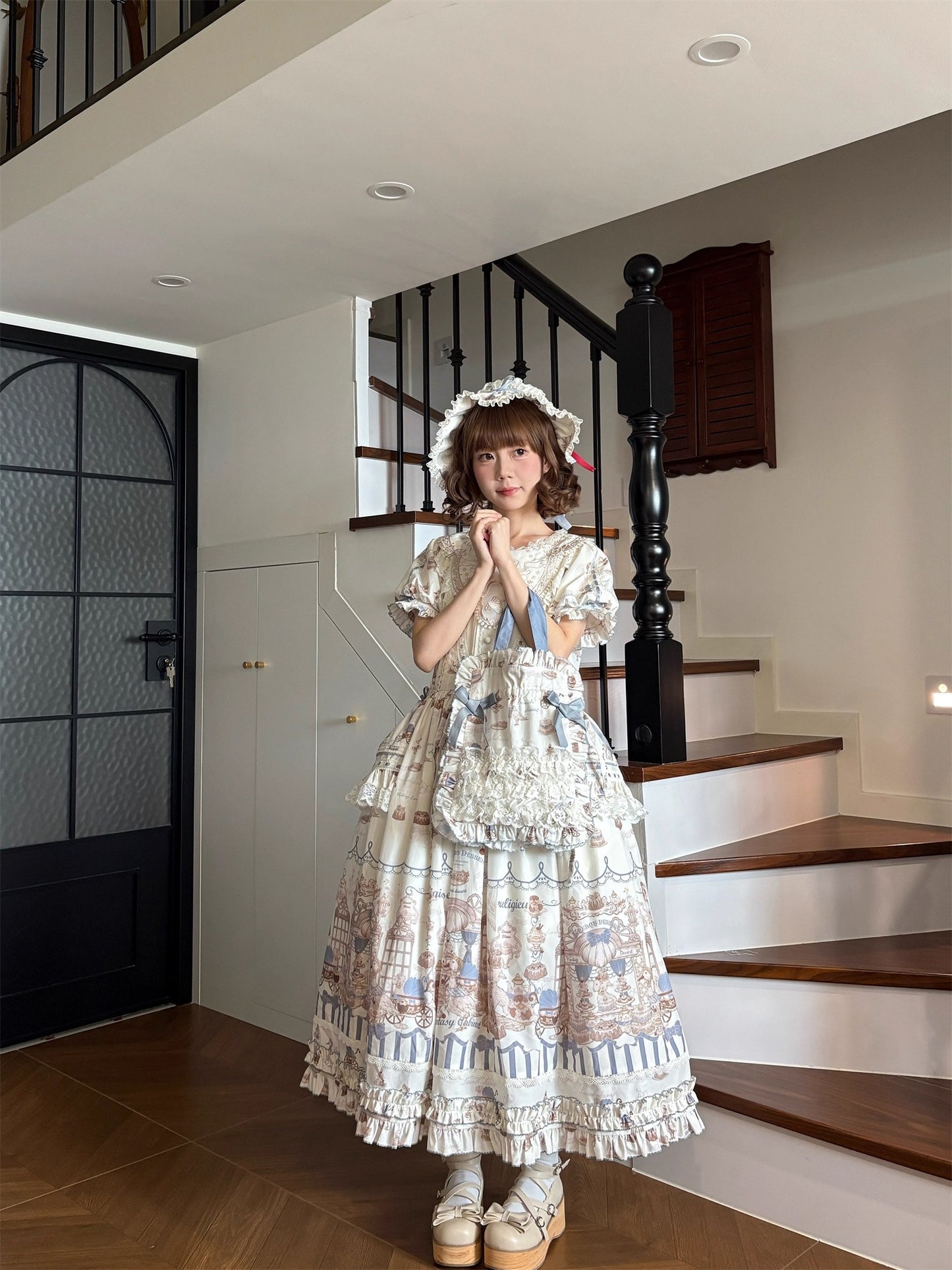 【受注予約~12/10】Antique Dessert Shop ワンピース【babyblue】