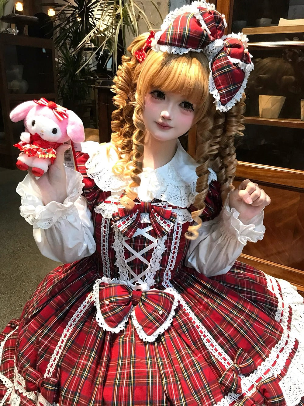 【受注予約~10/16】Ancient Petal Cake ワンピース・ジャンパースカート(チェックver.）【Miss Point】