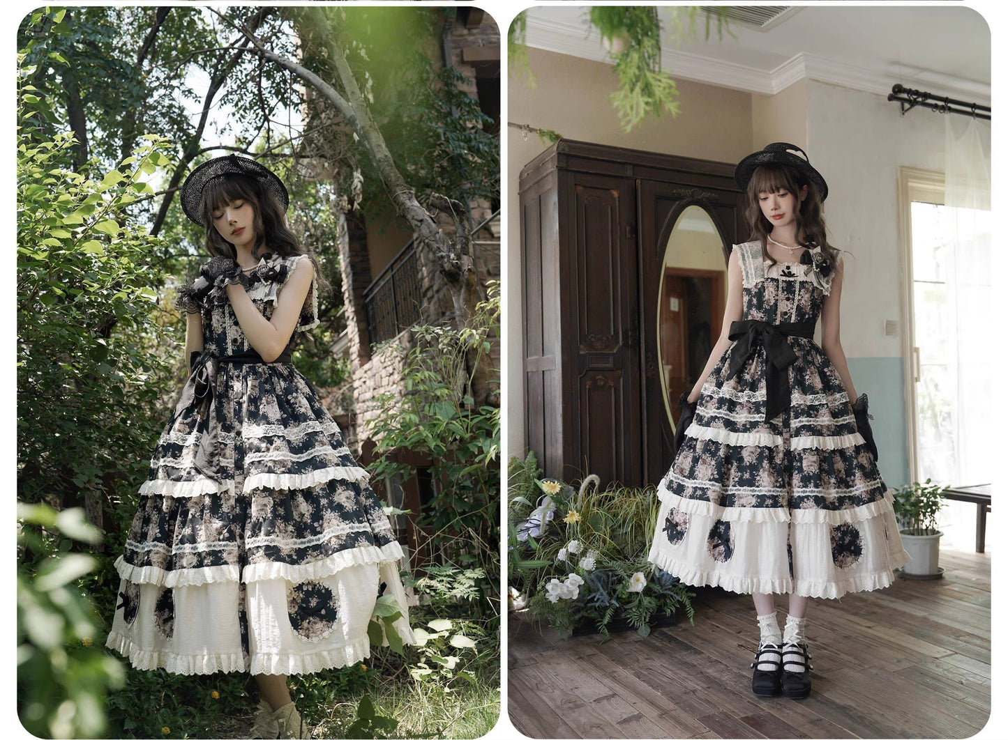 【受注予約~2/15】Black Rose ジャンパースカート【LittlePlum】