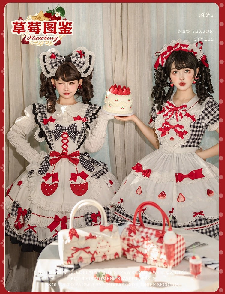 【受注予約~11/18】Strawberry Cake Illustration ギンガムワンピース・ジャンパースカート【花与珍珠匣】