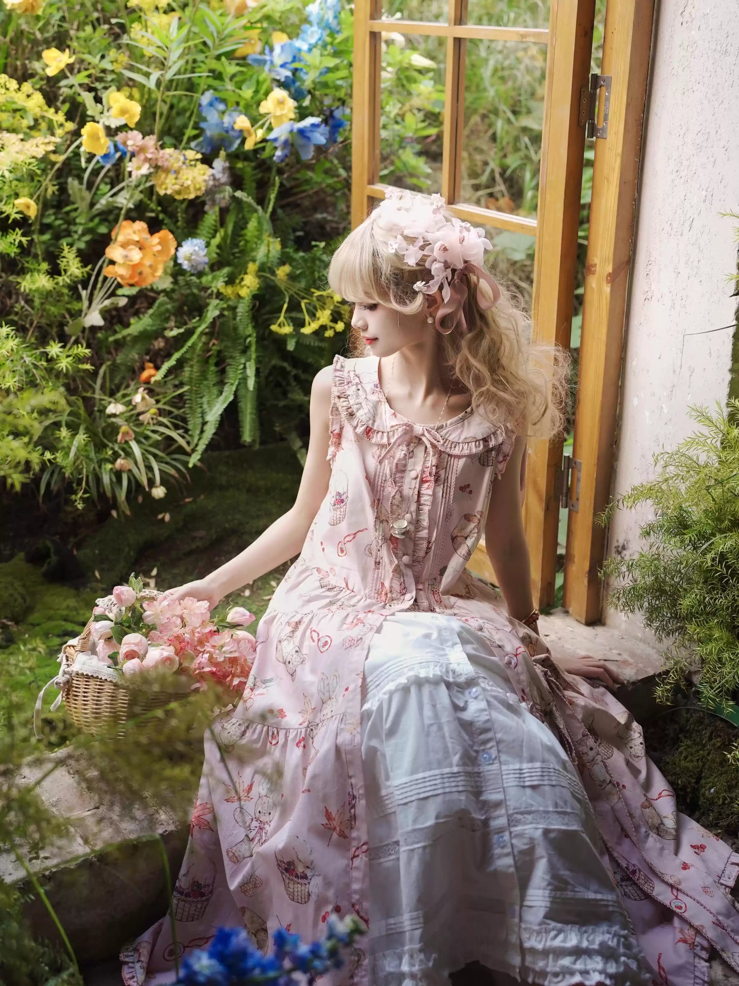 【受注予約~3/30】Autumn Rabbit and Bear ジャンパースカート【Spring Flower Language】