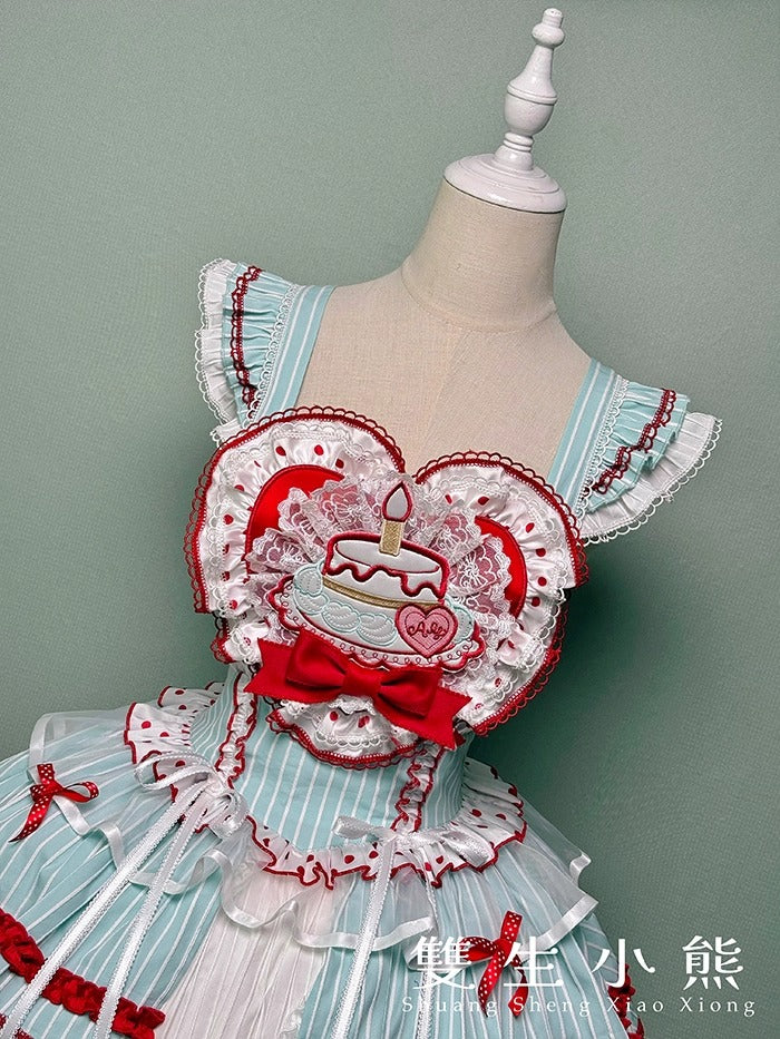 【受注予約~9/25】Eat Cake ジャンパースカート【双生小熊】