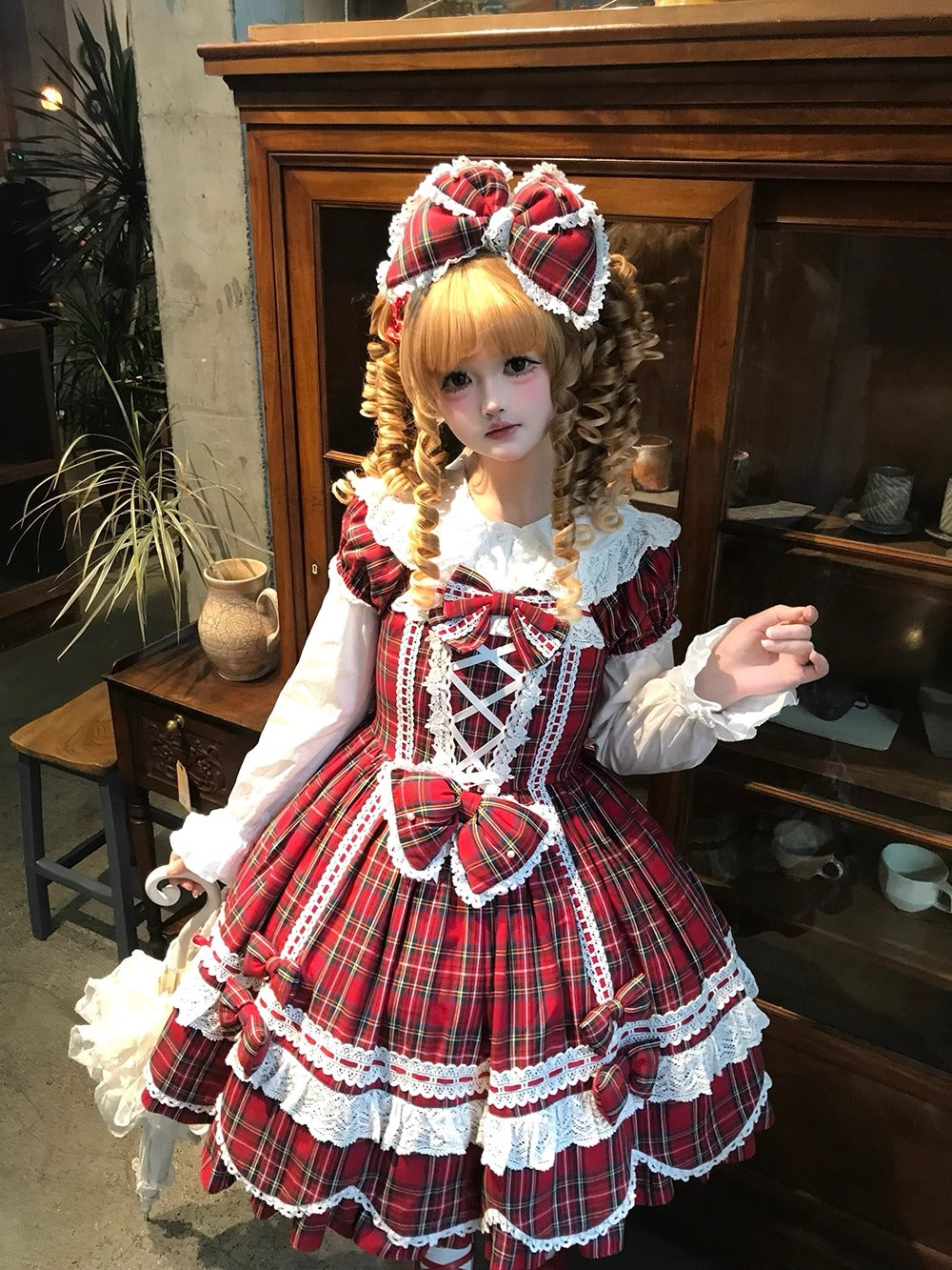 【受注予約~10/16】Ancient Petal Cake ワンピース・ジャンパースカート(チェックver.）【Miss Point】