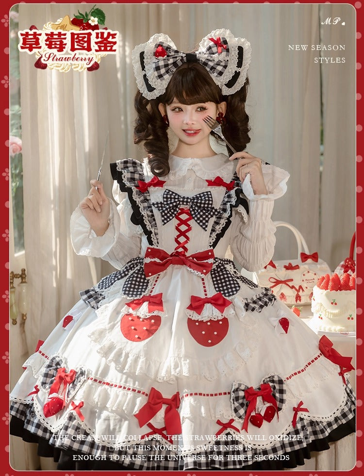 【受注予約~11/18】Strawberry Cake Illustration ギンガムワンピース・ジャンパースカート【花与珍珠匣】