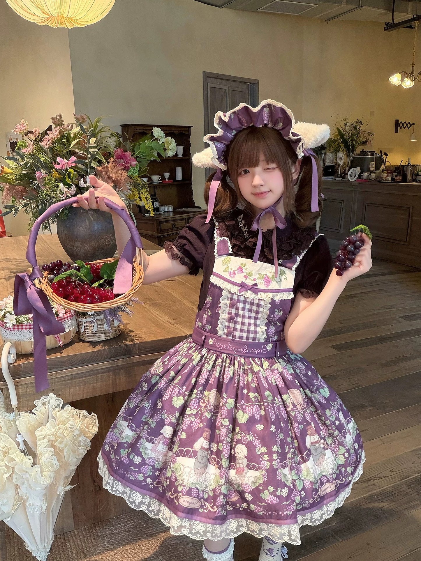 【受注予約~7/29】Vineyard Serenade サロペットスカート【TwilightCrush】